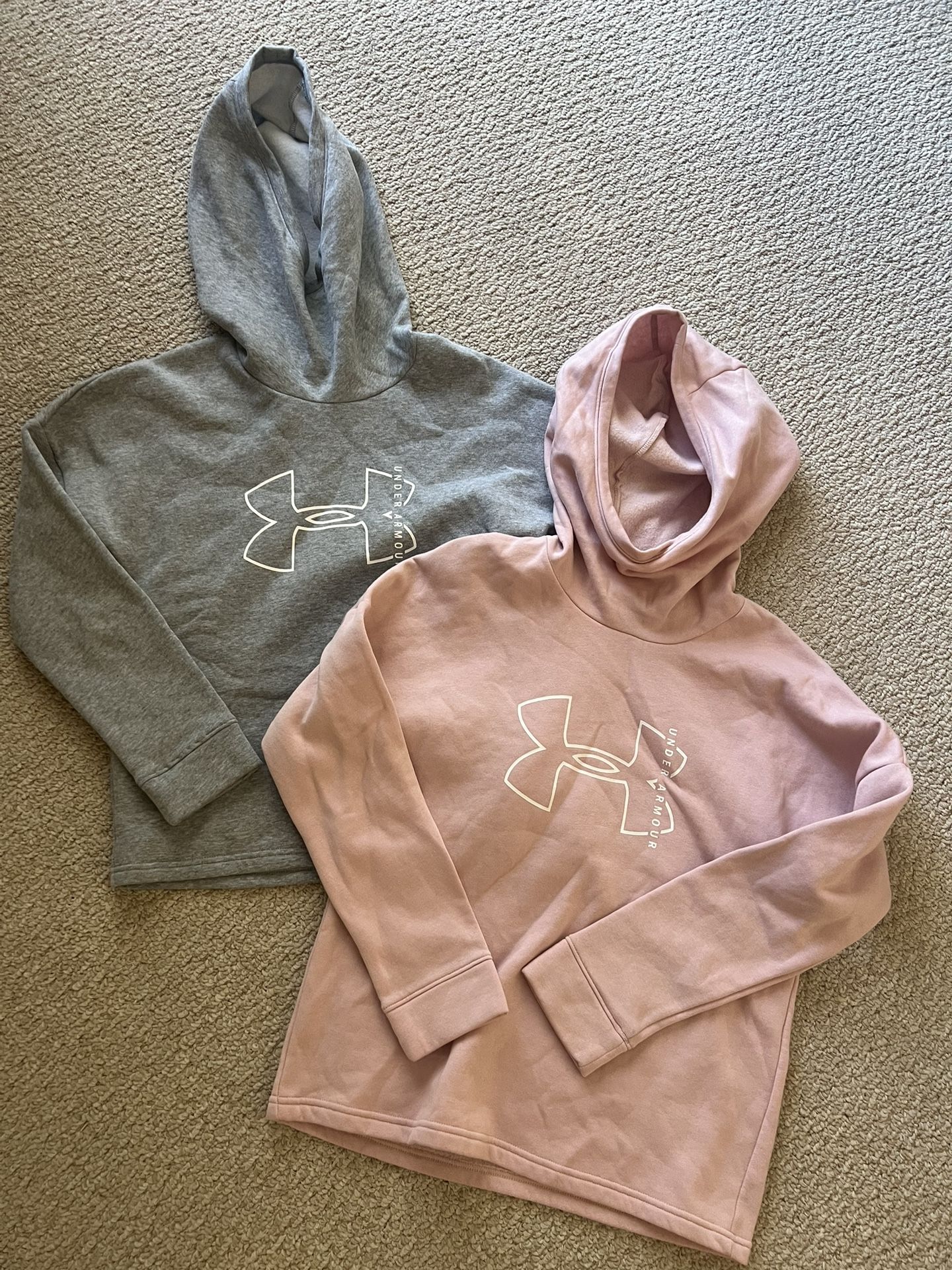 Lot Of 2 Under Armour High Neck Hoodies XS Pink Gray
