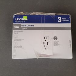 Leviton Type A USB Outlets (3-Pack)