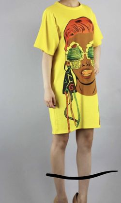 T-shirt Dress Vibrant Yellow with beautiful artwork!!