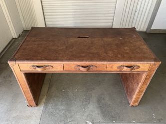 1950s Leather Trunk Writing Desk