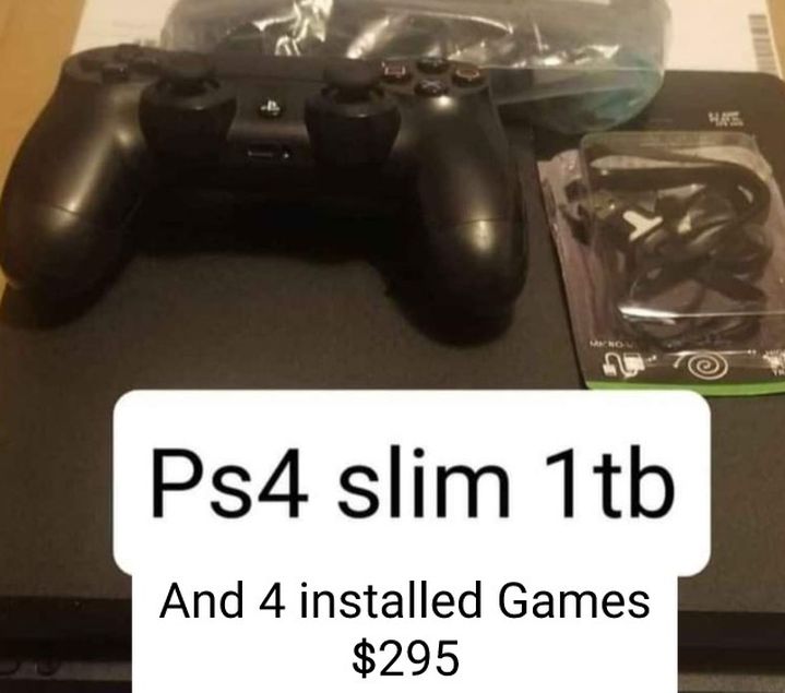 Ps4 Slim 1tb with 4 Installed games. 1 week refund. 5 star seller.