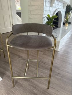 Set of 3 Modern Gold and Grey Bar Stools