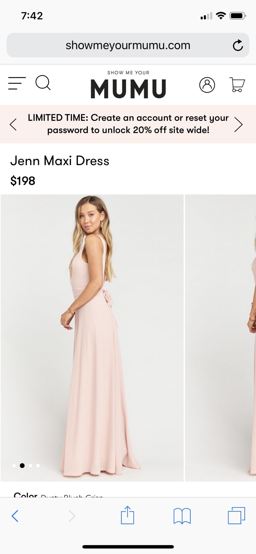 Show me your mumu dusty blush crisp jenn maxi small