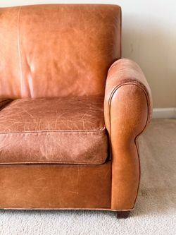 Genuine Leather Camel Brown Leather 3-Seater Sofa Couch