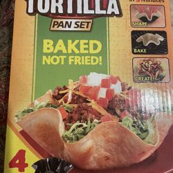 4 Pc PERFECT Baked TORTILLA Pan Set for Taco Salads & Ice Cream Sundae Desserts 