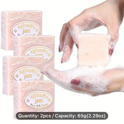 4pcs/2pcs 65g (2.29oz) Rice Milk Soap Facial Oil-Controling Handmade Soap, Deeply Cleaning Facial Soap