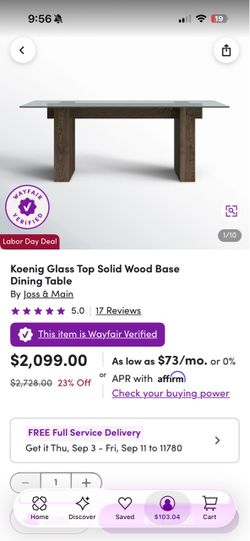 Koing wood base table (still in box) FREE