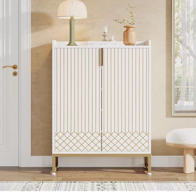 New assembled 5-Tier Shoe Cabinet with Doors, White Wooden Shoe Storage for 25 Pairs, Space-Saving Rack Organizer for Entryway, Living Room, Hallway