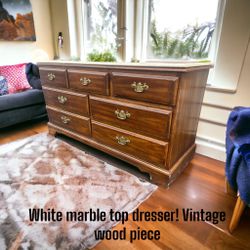 Dresser Brown With Solid Marble Top White Alabaster 