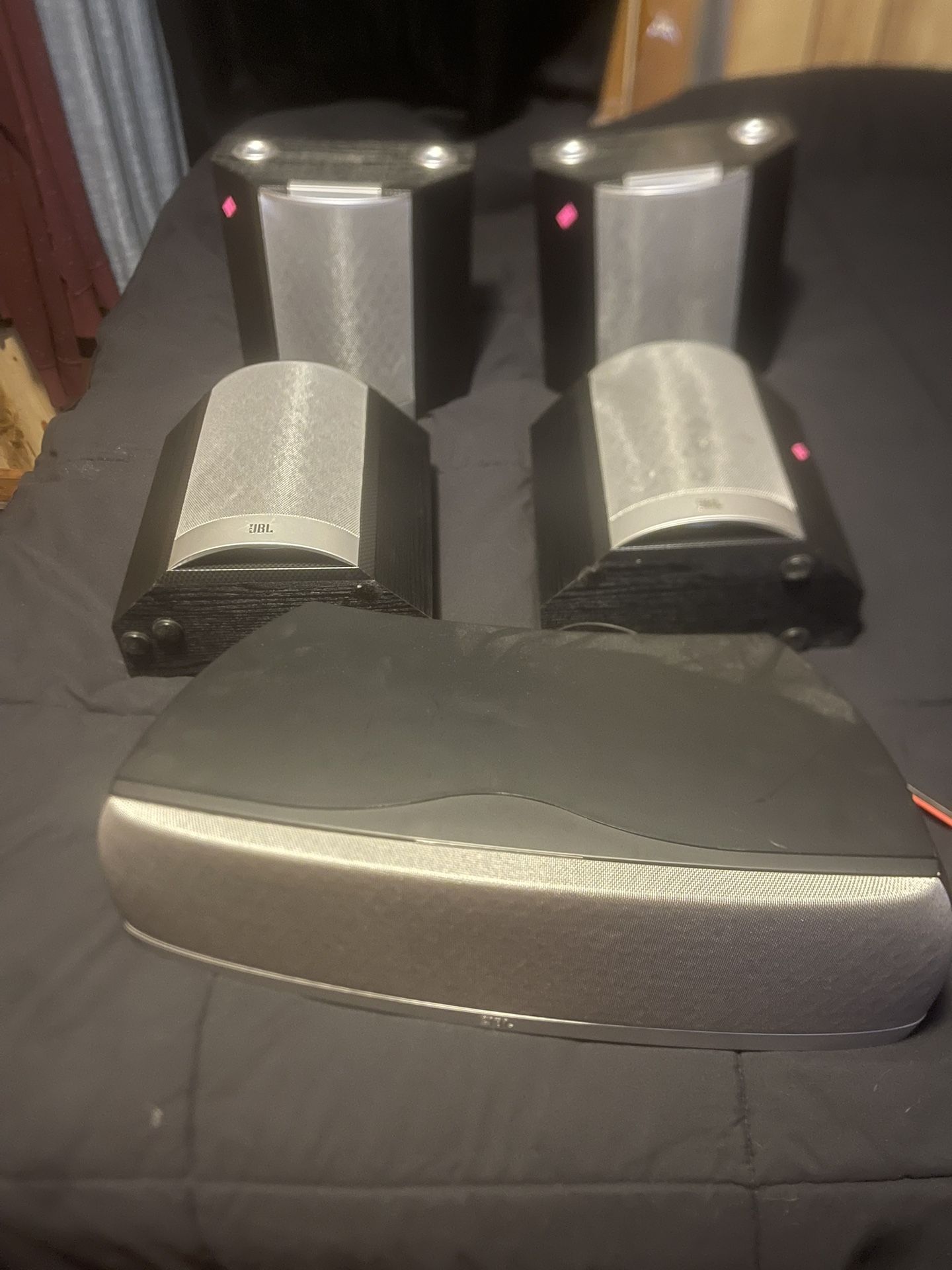 JBL surroundsound speakers with a 12 inch JBL subwoofer also Yamaha receiver