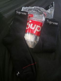 2 Pair Supreme Hanes Black Socks