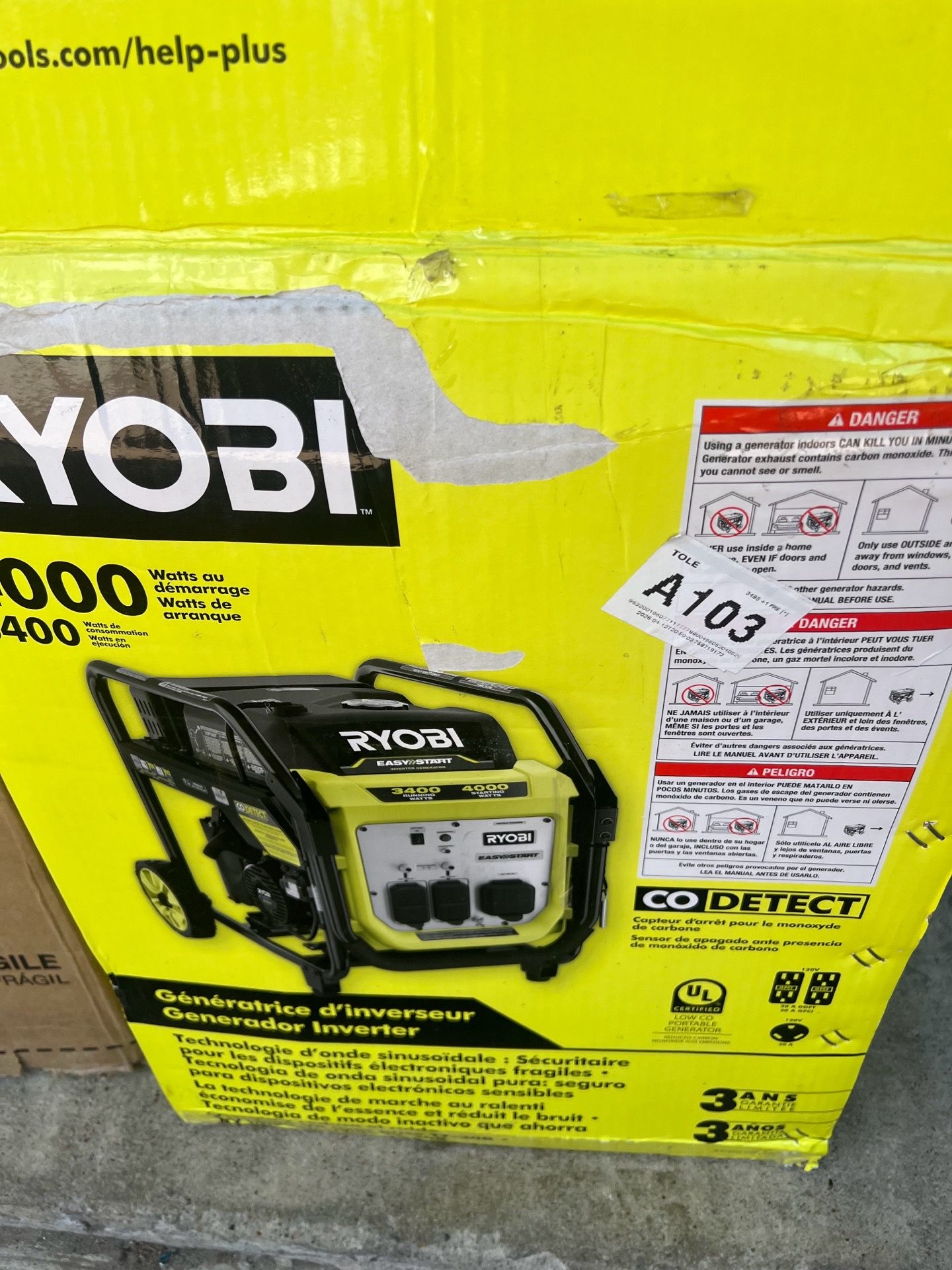 Shop RYOBI 4000-Watt Recoil Start Gasoline Powered Inverter Generator with CO Shutdown