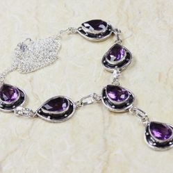 Amethyst 925 Sterling Silver Gemstone 20 " Necklace
