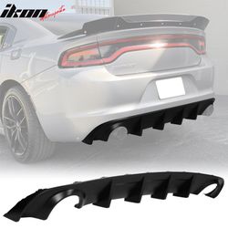 Fits 2015-2023 Dodge Charger Base SXT Rear Bumper Lip Diffuser Matte Black PP