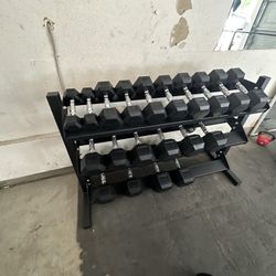 5-50lbs Dumbbells w/Rack 