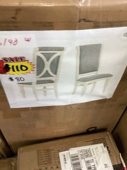 White Dining Chairs with Gray Upholstery – Set of 2