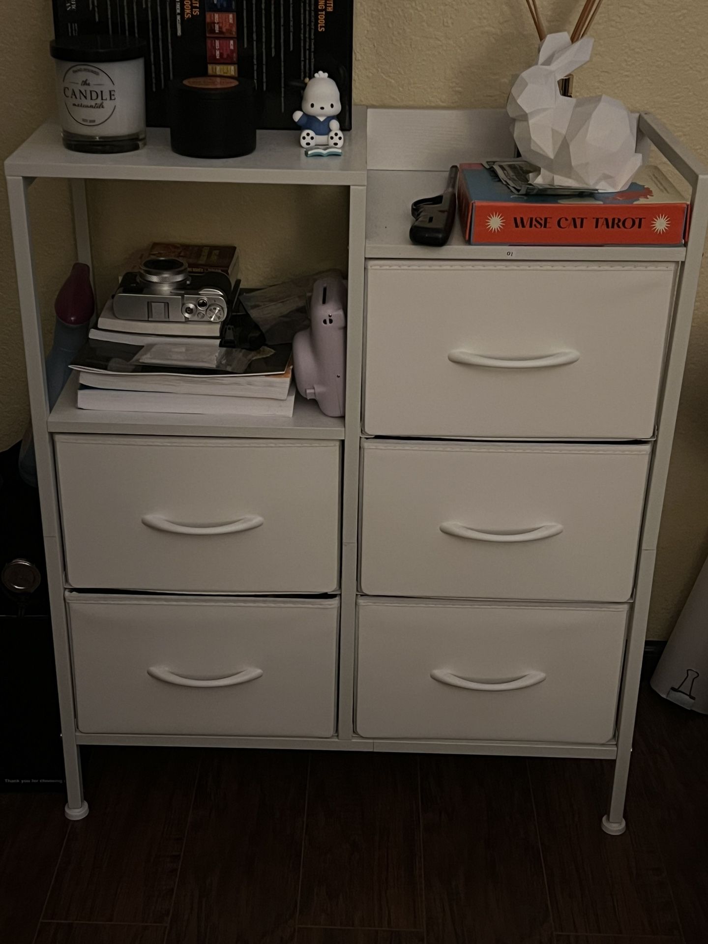 White Drawer/ 2 Tier Shelf Storage