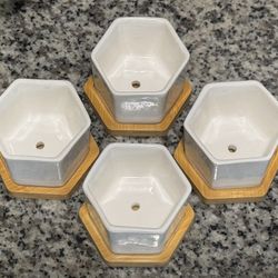 4 Hexagon Ceramic Pots