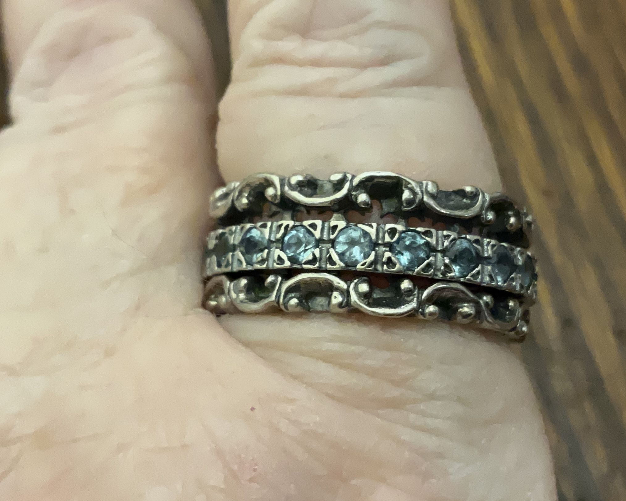 OR PAZ blue topaz Sterling silver spinner ring size 9.5
