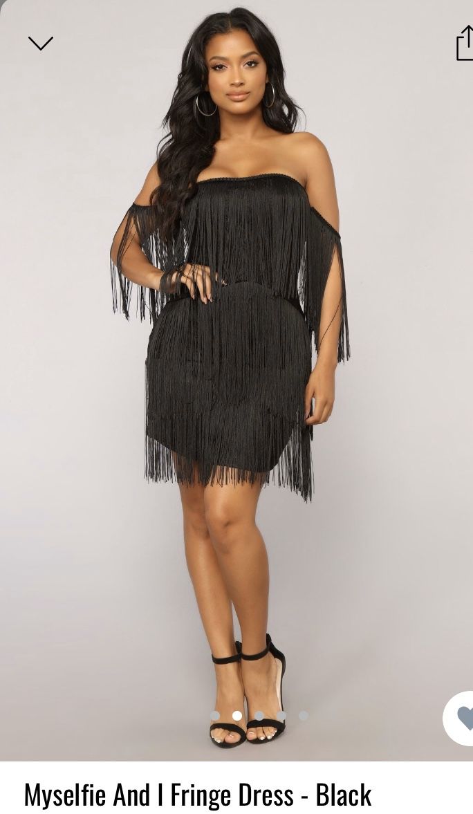 NEW FashionNova Black Fringe Dress SMALL