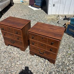 Pair of Wood Veneer Nightstands – Good Condition normal wear and tear