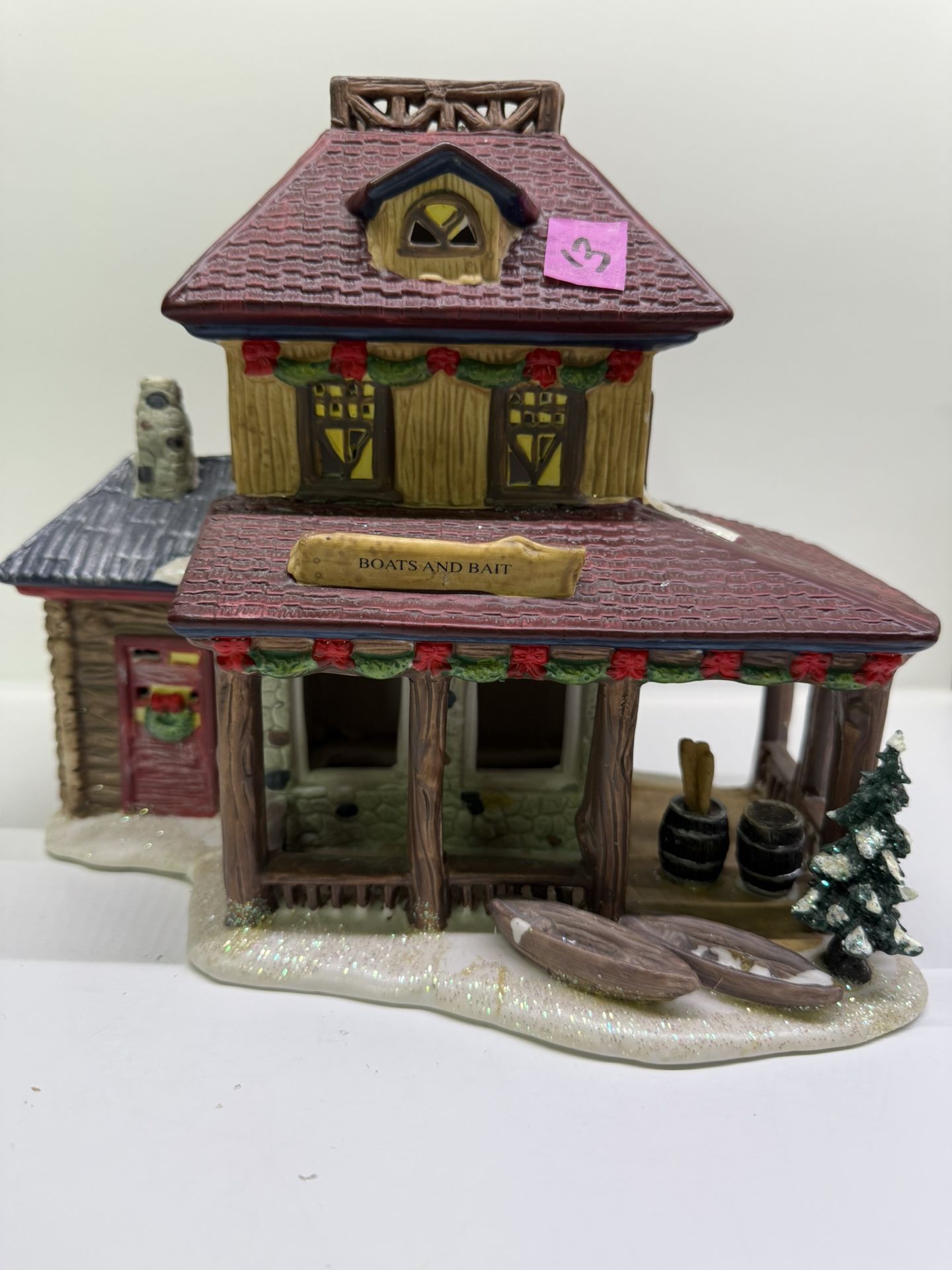 Seasonal Village Holiday Boats & Bait House Porcelain Multicolor