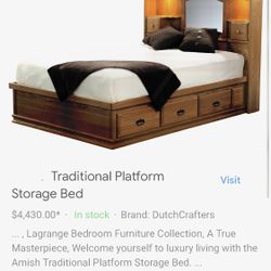 Queen Bedroom Set, Headboard W/ Lights, Amoire, Nightstand , Queen Size Platform Bed With storage 