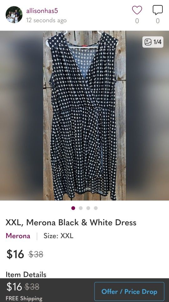 XXL, Merona Black & White Dress