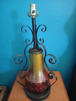 Vintage 1960s Spanish Revival Wrought Iron Lamp
