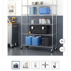 TRINITY 6-Tier Wire Shelving Rack, 48" x 18" x 72" NSF, Includes Wheels