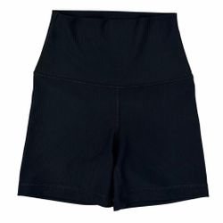 90° Degree by Reflex Womens XS Biker Shorts Black 5" Rib Knit Stretch