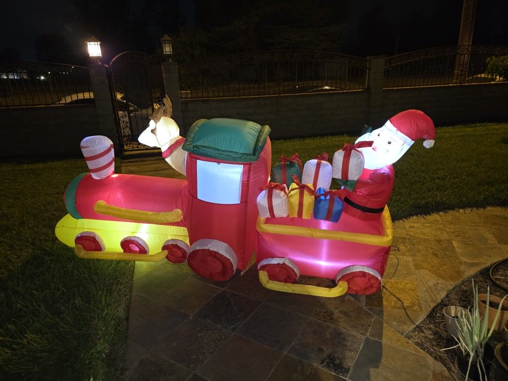 Inflatable Train With Santa and Raindeer