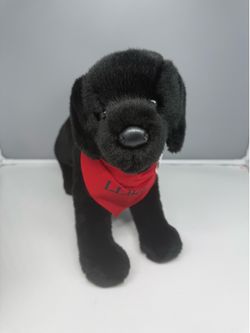 L. L. Bean Douglas Black Labrador Retriever plush red Bandana 2017 Like New RARE