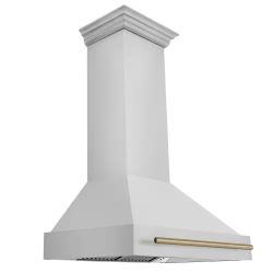 Zline Autograph Edition 36 in. 700 CFM Ducted Vent Wall Mount Range Hood with Champagne Bronze Handle in Stainless Steel