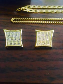 Big Diamond Square Earrings REAL GOLD & OTHER