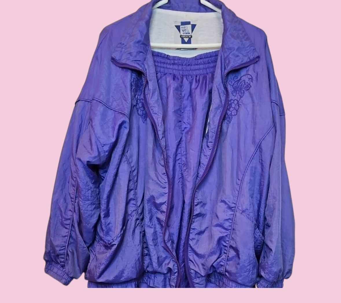 Purple 80s Vintage Windbreaker by Shell Shock Large