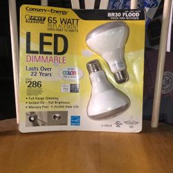New Feit BR30 Flood Dimmable 13w/65w LED Light Bulb Twin Pack