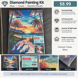 Diamond Painting Kit – Sunset Beach Scene