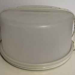 Vintage Tupperware Large 12” Cake / Pie Carrier With Handle White 1257-4 1256-5