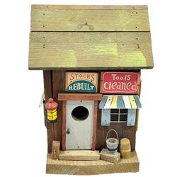 Vintage Wood Mining Town General Store Birdhouse 5x7x9" Miners Tobacco Folk Art