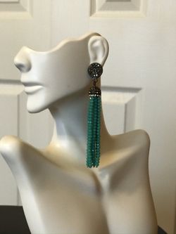 Turquoise Earring, Beaded Tassel, Drop Dangling Earrings, Sparkling Crystal Earrings, Tassel Earrings, Women's Earrings, Jewelry, Earrings,