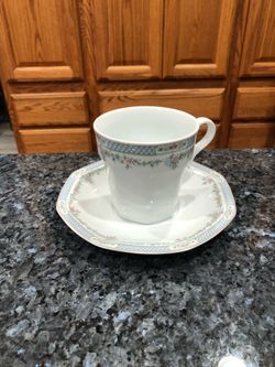 Vintage Cup & Saucer set.  Floral Revue pattern.  Preowned excellent condition no cracks or chips.