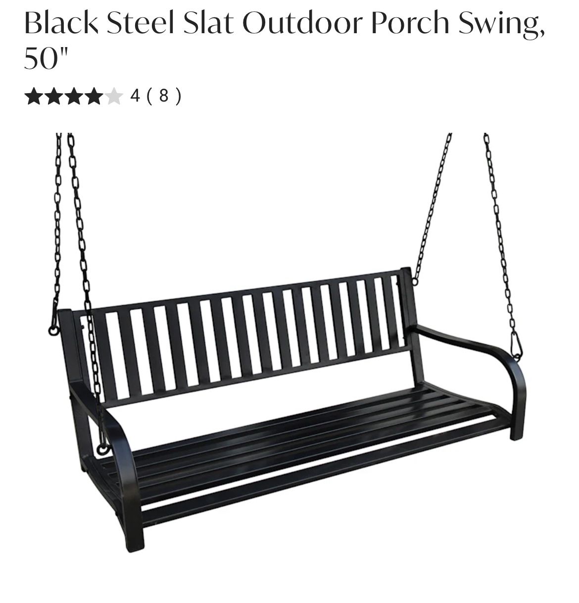 Black Outdoor Hanging Porch Swing