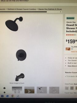 Glacier Bay Oswell Single Handle 1-Spray Tub and Shower Faucet 1.8GPM in Matte Black (Valve Include)