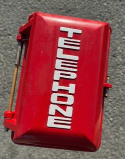 Vintage Red Cast Aluminum Outdoor Telephone Box