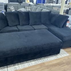 New Super Comfy All Black USA 🇺🇸 Made Sectional Sofa Couch *Ottoman Sold Separately* 