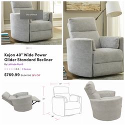 Kejon 40 inch wide power glider standard recliner