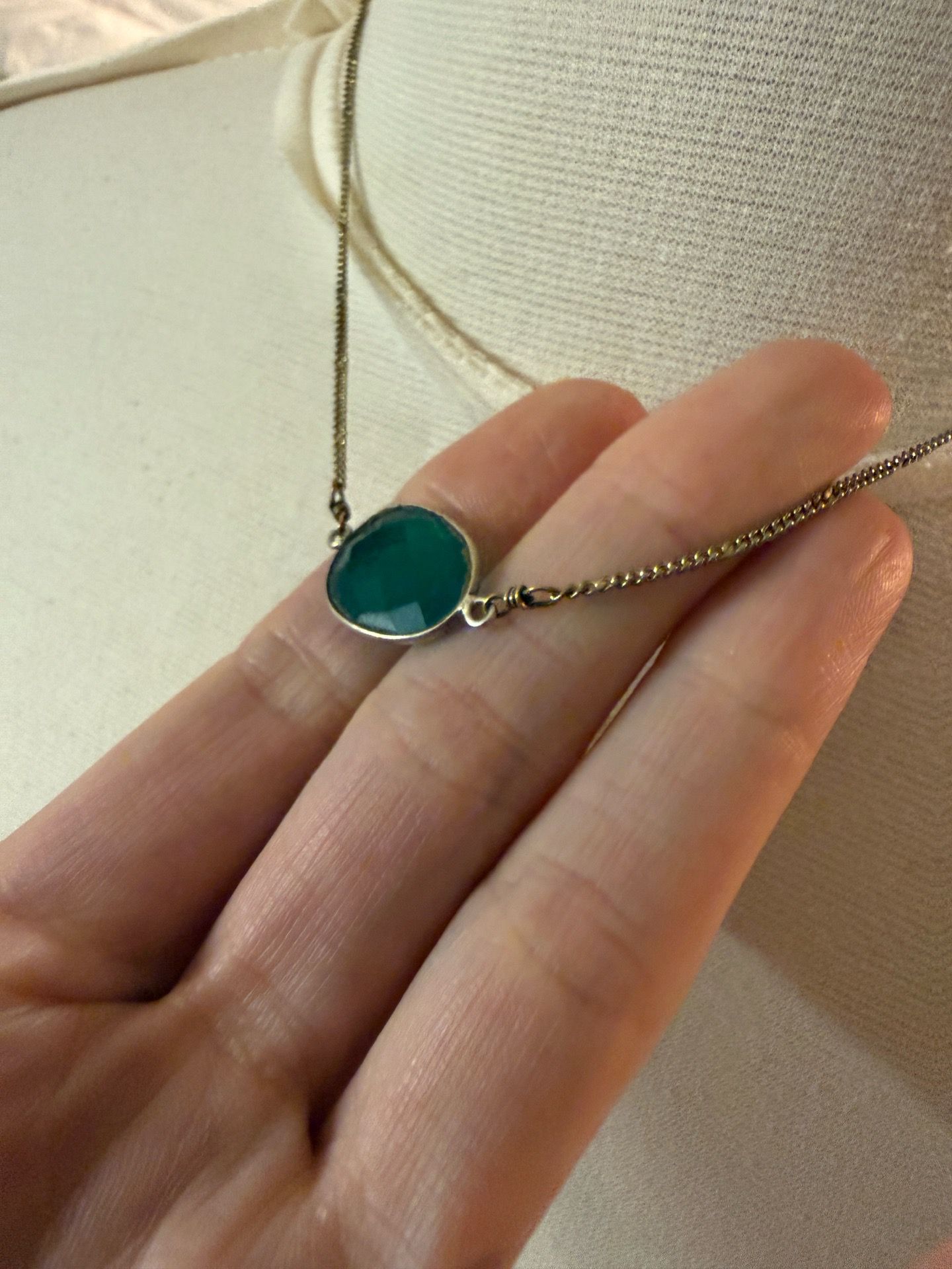 Vintage av max green gemstone gold necklace