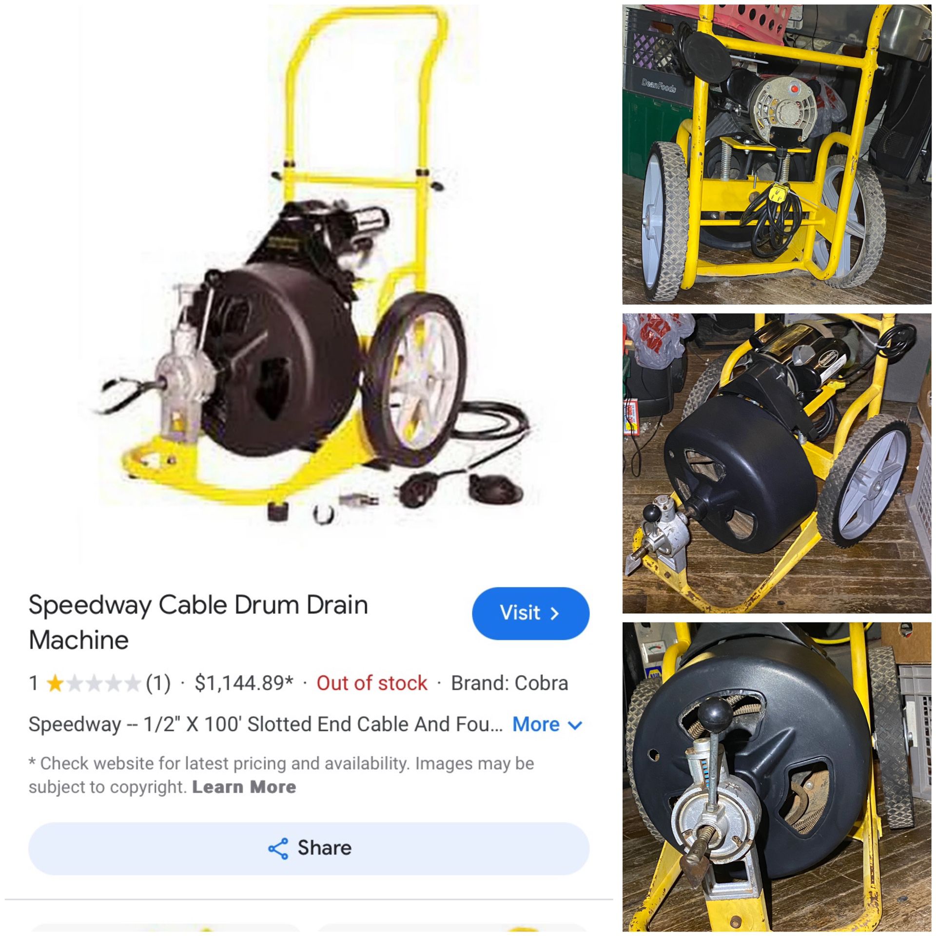 Speedway Cable Drum Drain Machine
