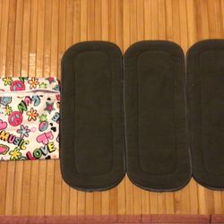 NZ baby 5-layer charcoal bamboo baby diaper inserts 3pcs with diaper bags